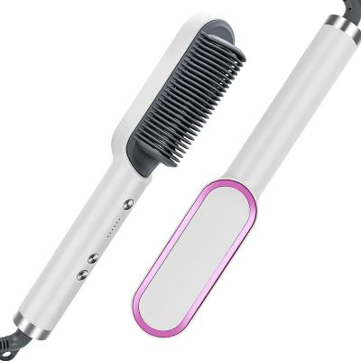 China Safety Hair Straightener Brush Tourmaline Ceramic Hair Curler Sweep Curling Comb Hot Straighteners Styling Irons Professional Hair Flat for sale