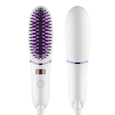 China 2022 Safety Hair Straightening Ionic Brush With 5 Temperature Adjustable LED Display For Travel Anti Static Home Beard for sale