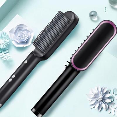 China Safety 2022 Hot Combs Anti-scalding Hair Straightener Sweep Ceramic Hair Curler Heated Brush Electric Smart Hair Straightener for sale