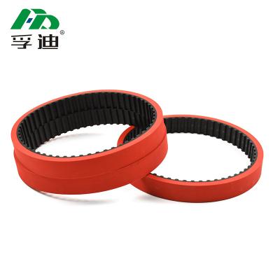 China Wear-resistant and anti-slip belts with red rubber for VFFS vertical packing machine. Lower of packaging film for sale