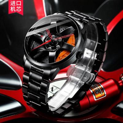 China New Hub Wheel Sports Car Watches Waterproof Mens Rim Hub Wheel Wristwatch Wheel Hub Waterproof Men's Sports Watches for sale