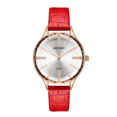 China New MEGIR 4213 Water Resistant Time Quartz Ladies Watch Leather Strap Women Fashion Wrist Watch for sale