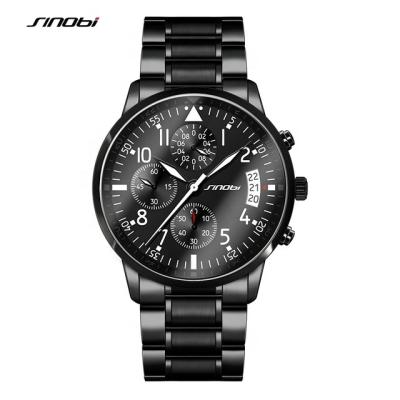 China New Pilot Chronograph SINOBI Mens Chronograph Wrist Watch Date Brand Stainless Steel Diver Males Geneva Quartz Top Luxury Clock Waterproof for sale