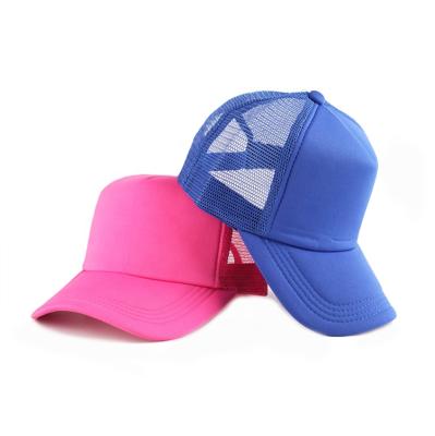 China Front 5 JOINT Panel Foam Polyester High Crown Mesh Back Trucker Hat for sale