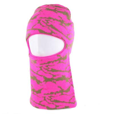 China COMMON Custom Winter Hat Balaclava Face Mask Personalized 1 Hole Neon Pink Jacquard Balaclava Ski Mask Hat for sale