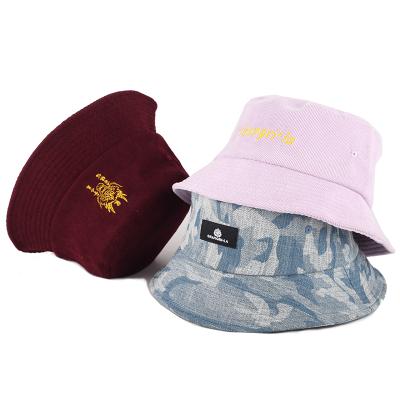 China Custom Image Logo Corduroy Embroidery Fisherman Bucket Hats Simple Bucket Hat for sale