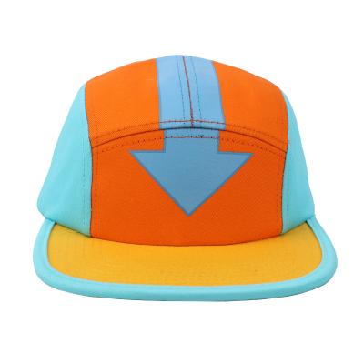 China COMMON Custom Colored Running Camp Hat Wholesale 5 Panel Hats Flat Brim Camp Hat for sale