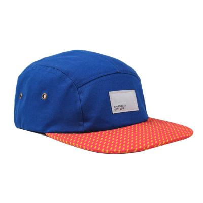 China New Fashion JOINT Label 5 Panel Hat 5 Panel Custom Woven Hat With Your Logo for sale