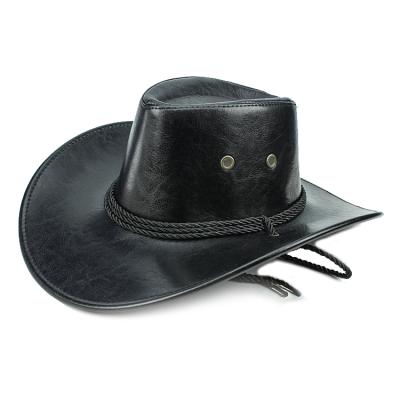 China Custom Men's Western Leather Cowboy Hat Striped for sale