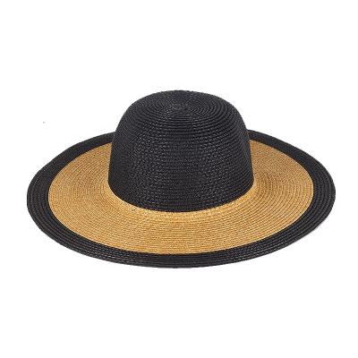 China Wholesale Striped Colorful Sun Hats Summer Beach Panama Women Large Straw Hat Panama Straw Hat With Logo for sale