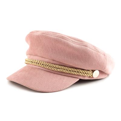 China Fashion Ladies Women Girls Newsboy Corduroy Beret Hat Striped Hat for sale