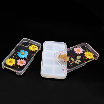 China Worldwide diy handmade fashion pearl silicone molds phone case with dry flower epoxy resin mold phone case for iPhone for sale