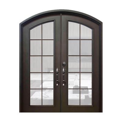 China Villa Front Double Arched French Entrance Cast Iron Cast Iron Door High Quality Modern Design Waterproof for sale