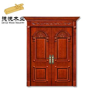 China Modern Luxury Villa Front Doors Exterior Residential Solid Wood Open Double Door Designs for sale