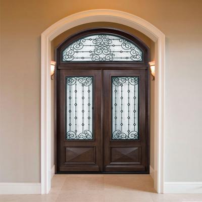 China Decoration Exquisite Arched Solid Wood Double Doors Retro Style Customization Backed Other Doors Home Whole Customization for sale