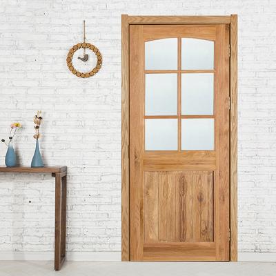 China Weatherproof Modern Elm Log Door Glass Design Solid Wood Main Interior Door Old Elm Door for sale