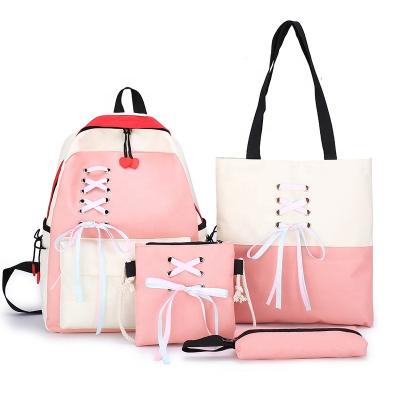 China 2020 New Design 3 Set Anti-theft Girl Backpack School Bags For Kids Canvas Laces School Backpack for sale