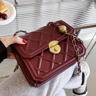 China 2022 new fashion cross - body small square clips leather bags for women designer luxury handbags bolsos-para-mujeres ladies handbags for sale