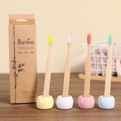 China Other Logo Kids Adult Bamboo Toothbrush Customized with Organic Charcoal Colored Teeth Reading Brush for sale