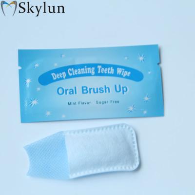 China Convenient Customized Teeth Whitening Oral Finger Brush Up Teeth Wipes To Clean Mint Flavor for sale