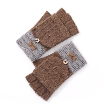 China AGRADECIDO Jacquard Women Computer Gloves Fingerless Fuzzy Mittens Half Finger Smartphone Mittens Gloves for sale