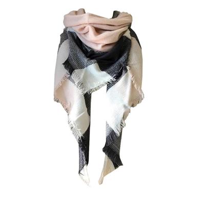 China AGRADECIDO Availavble Women Warm Pashmina Shawl Long Wraps Large Scarf Cashmere Feel Plaid Knitted Triangle Scarf for sale