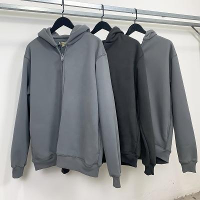 China Zipper Hoodie Gray Heavyweight 280-420 Gsm Mens Anti-Wrinkle Logo Custom Hoodies for sale