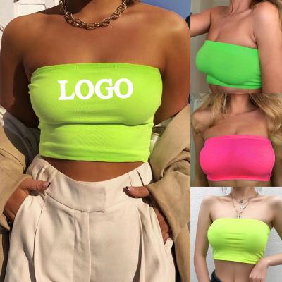 China Fashionable Custom QUICK DRY White Tube Crop Top Logo Cropped Tank Top Sleeveless For Women for sale