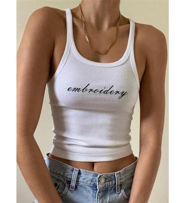 China Rib Sleeveless Short Ladies Knit custom made QUICK DRY beach O-neck multi colors women crop top sexy white top for sale