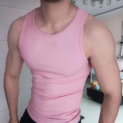 China QUICK DRY Custom Cotton Gym Vest Men Bodybuilding Ribbed Beach Stretch Fitness Top Tank Top for sale