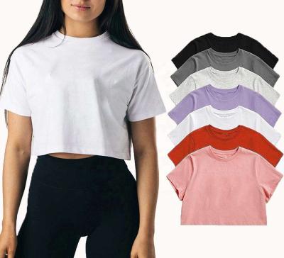 China Custom Women's QUICK DRY Simple Short Sleeve Fitness Crop Top Tees 100% Cotton Crewneck T-Shirt For Women for sale