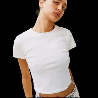 China Hot Selling Spandex QUICK DRY Custom Girls Cotton Plain Crew Neck Top Tees Slim Fit Sexy Women Crop Tops T-shirts Y2k for sale