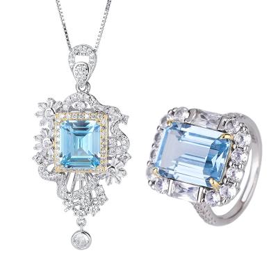 China Women Luxury Blue Bridal Wedding Party Fusion Vintage Jewelry Set Fine Jewelry Gifts for sale