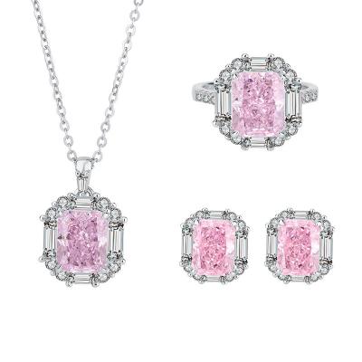 China Jewelry Vintage Europe And America Hot Selling High Carbon Diamond Powder Diamond Pendant Ring Earring Set for sale