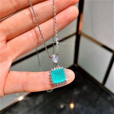 China New Design Vintage Gemstone Jewelry Ice Cream Fine Cut Sea Blue Zircon Necklace For Women for sale