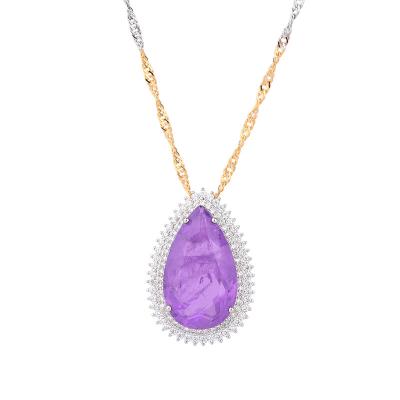 China Vintage Baaklam New Arrivals Copper Gold Plated Gemstone Necklace Purple Light Luxury Rose Necklace Jewelry for sale