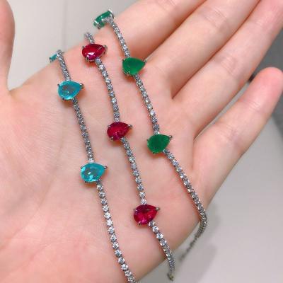 China FASHIONABLE Emerald Jewelry Brass Jewelry Vintage Fusion Stone Women Water Tennis Bracelets Drop for sale