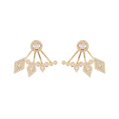 China CLASSIC European and American S925 Needle Micro-Inset Zircon Earrings 18k Gold Plating Temperament Silver Geometric Stud Earrings for sale