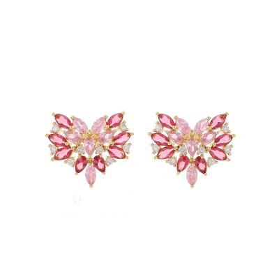 China Fashion Trend Sales Fashion Trend Micro Inset Zircon Heart Shaped Earrings Micro Inset Female Stud Earrings for sale