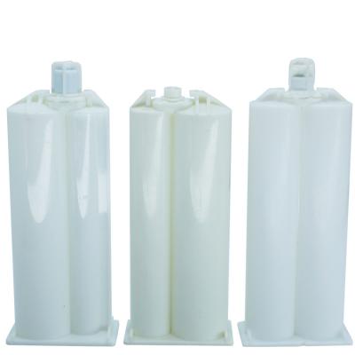 China Hotels 50ml 1:1/2:1/4:1 Plastic Cartridge Two Component Dispensing Syringe Barrel For AB Glue Dispensing for sale