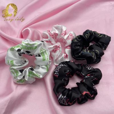 China High Quality Custom Made Silk Hair Band Elastic Color Hair Decoration Fashion Women Designer Satin Scrunchies for sale