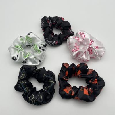 China Wholesale custom logo hair decoration soft elastic hair ties band satin hair scrunchies for women hair accessories silk scrunchines for sale