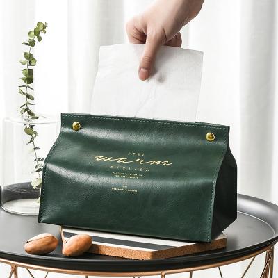 China Minimalist JIUYUE Northern Europe Office Briefcase Empty Soft Durable Holder PU Leather Tissue Box for sale