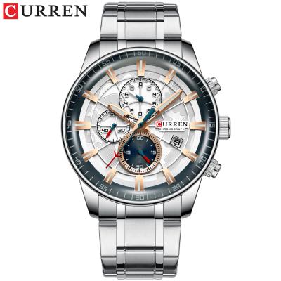 China Date Curren 8362 Automatic Mens Watches Fashion Top Brand Stainless Steel Luxury Casual Chronograph Quartz Wristwatch For Male for sale