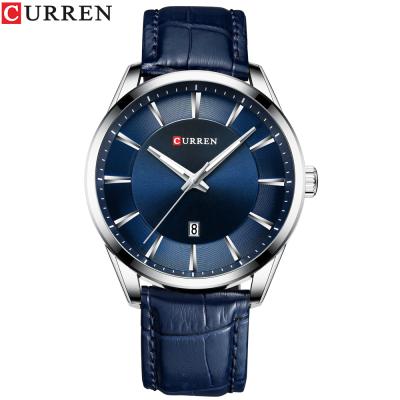 China Simple Date CURREN 8365 Men Automatic Leather Watch Man Luxury Brand Quartz Watches Relogio Masculino Casual Wristwatch Male Clock Blue for sale