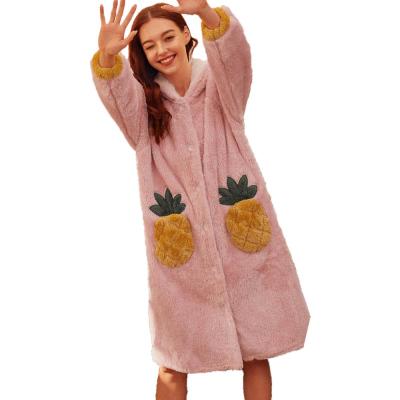 China Winter Pineapple Long Robe Ladies Pajamas Thermal Wholesale Velvet for sale