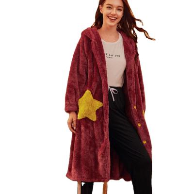 China Wholesale Winter Long Robe Star Ladies Pajamas Thermal Velvet for sale