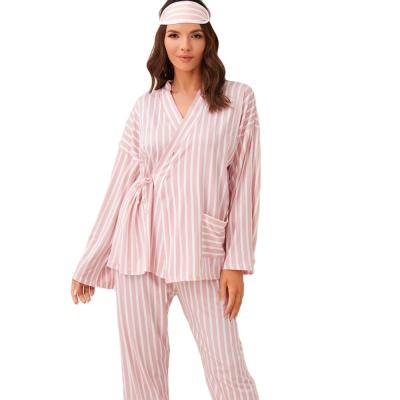 China Breathable Winter Kimono Ladies Costume Striped Pajamas for sale