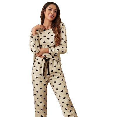 China Wholesale Cotton Printed Comfortable Women's Breathable Winter Heart Shaped Sleepwear for sale