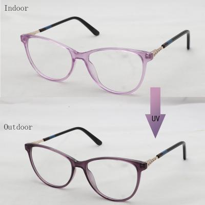 China Modern Square Color UV Eyewear Unique Transparent Transition Glasses For Girls for sale